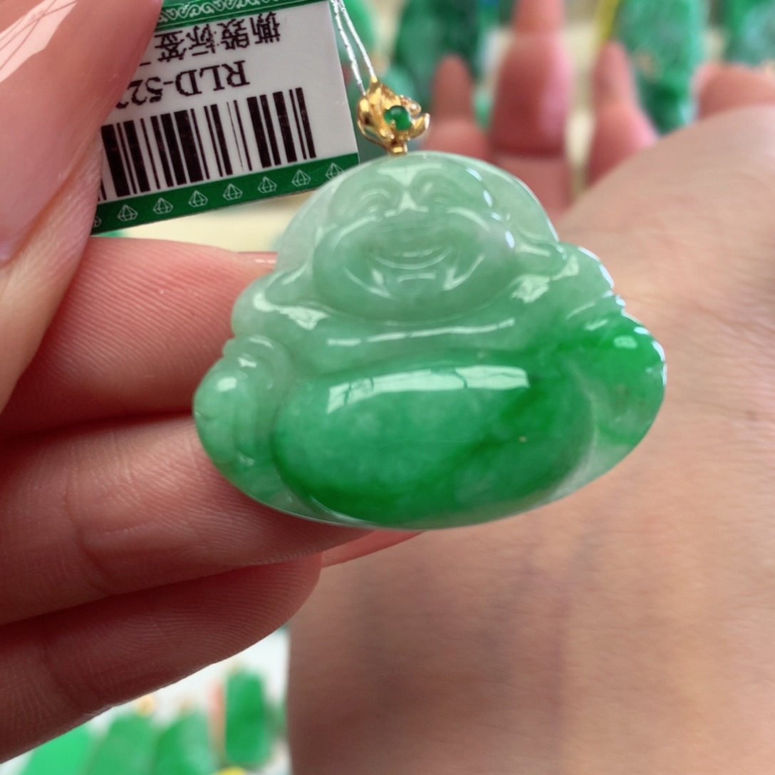 翡翠吊坠(不含链)18K金镶嵌挂件