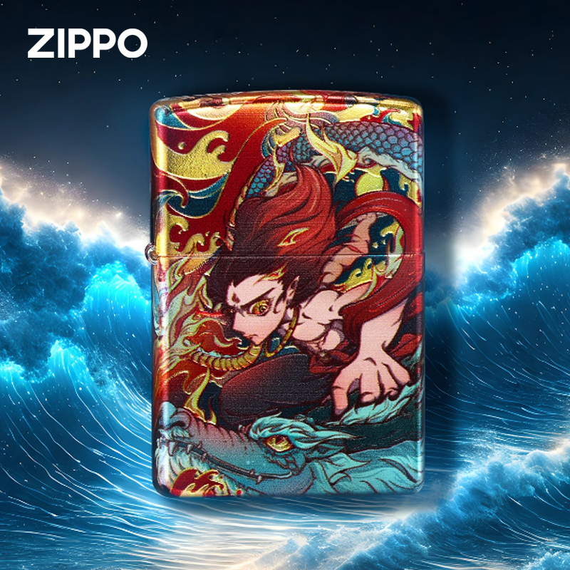 ZIPPO/之宝打火机创意红色礼盒装翻盖哪吒原装个性防风DYX1H1F1