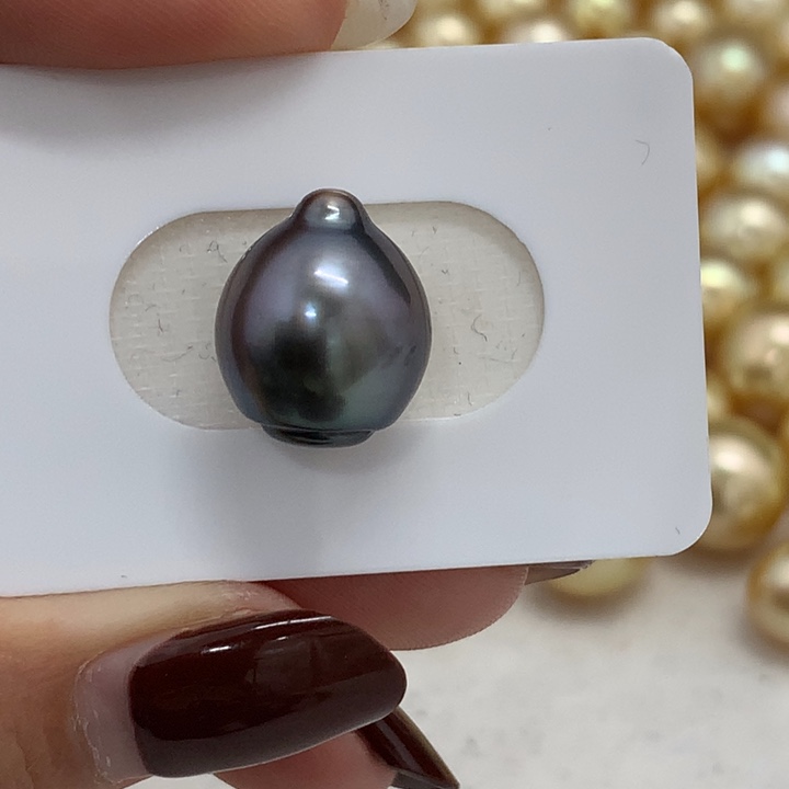 裸珠海水珍珠大溪地巴洛克炫紫无暇13.5m