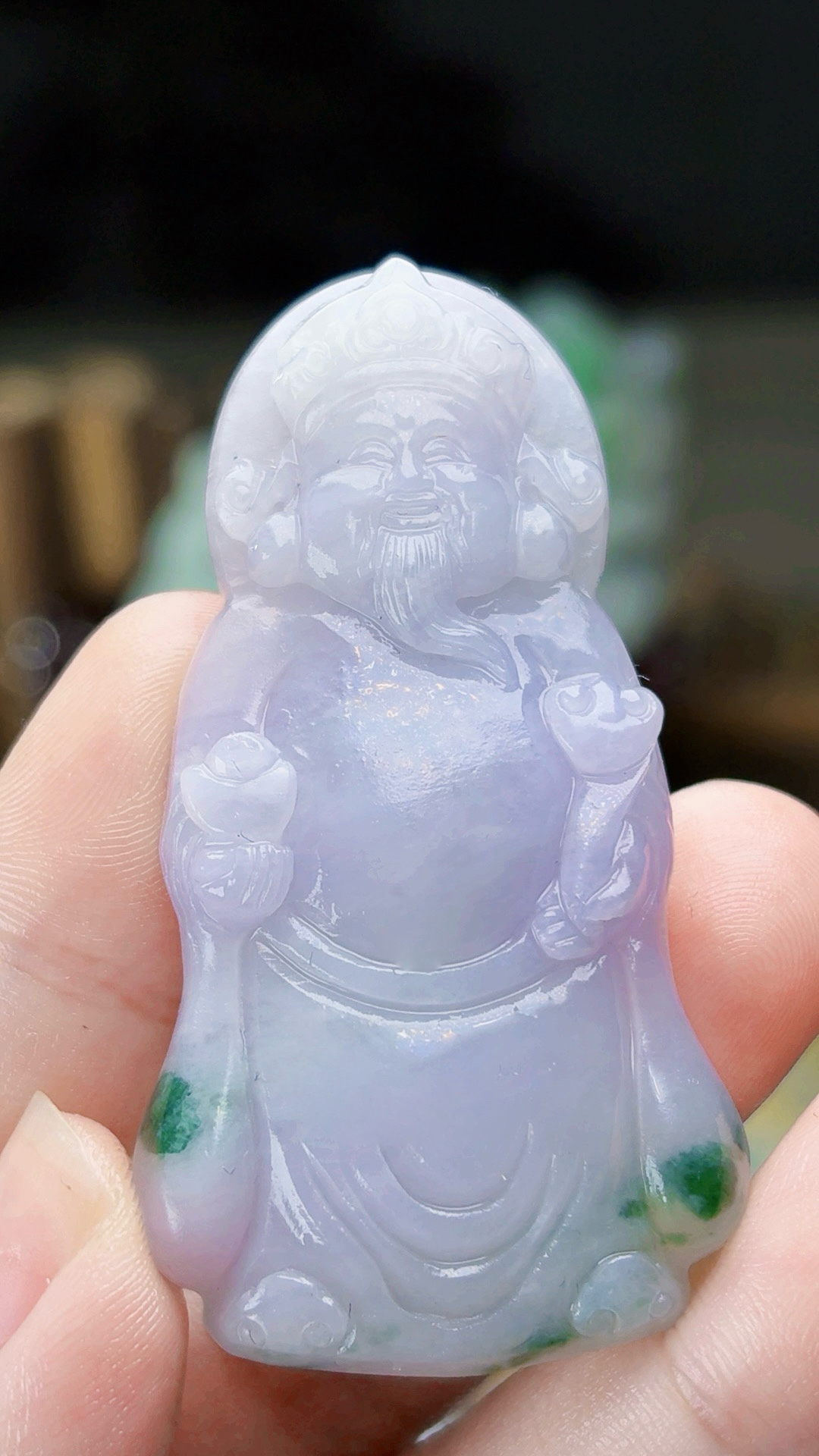 天然缅甸翡翠淡春彩飘花财神毛货买断需抛光尺寸58-31-8