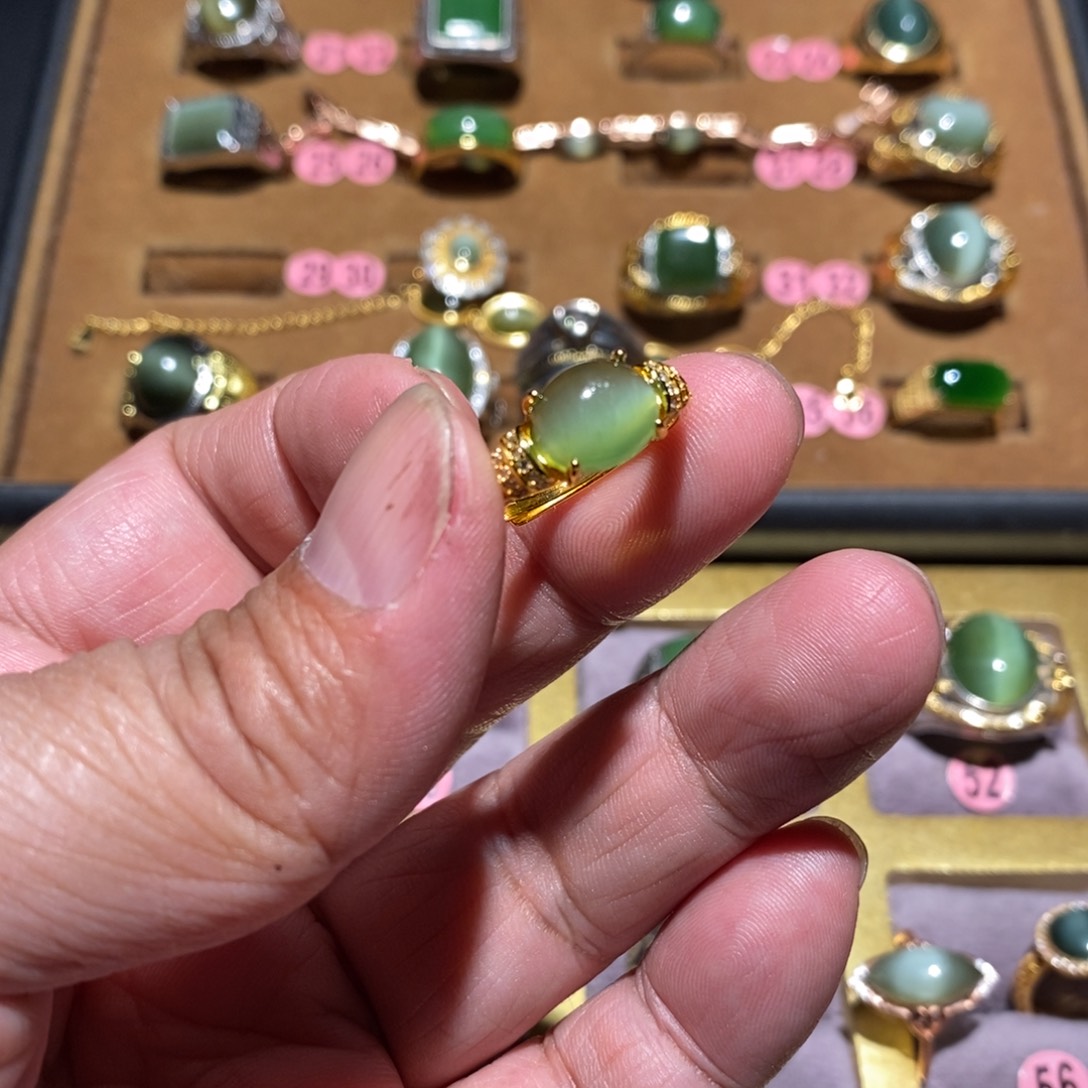 和田玉（碧玉）戒指未镶嵌小*