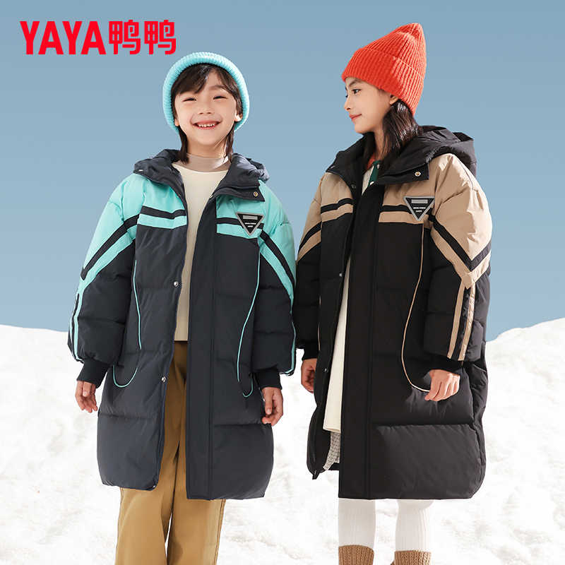 YAYA/鸭鸭儿童羽绒服男女童青少年中长款学生大童加长加厚外套