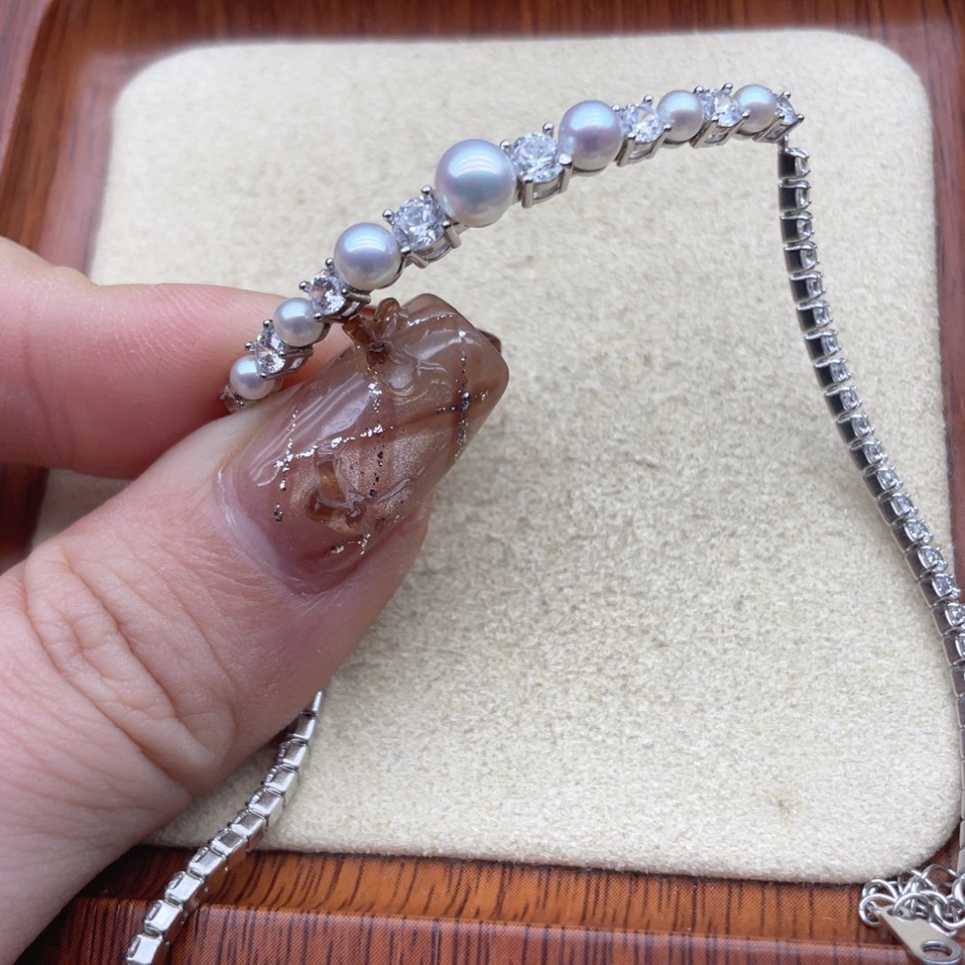 淡水珍珠手链银S925镶嵌R21