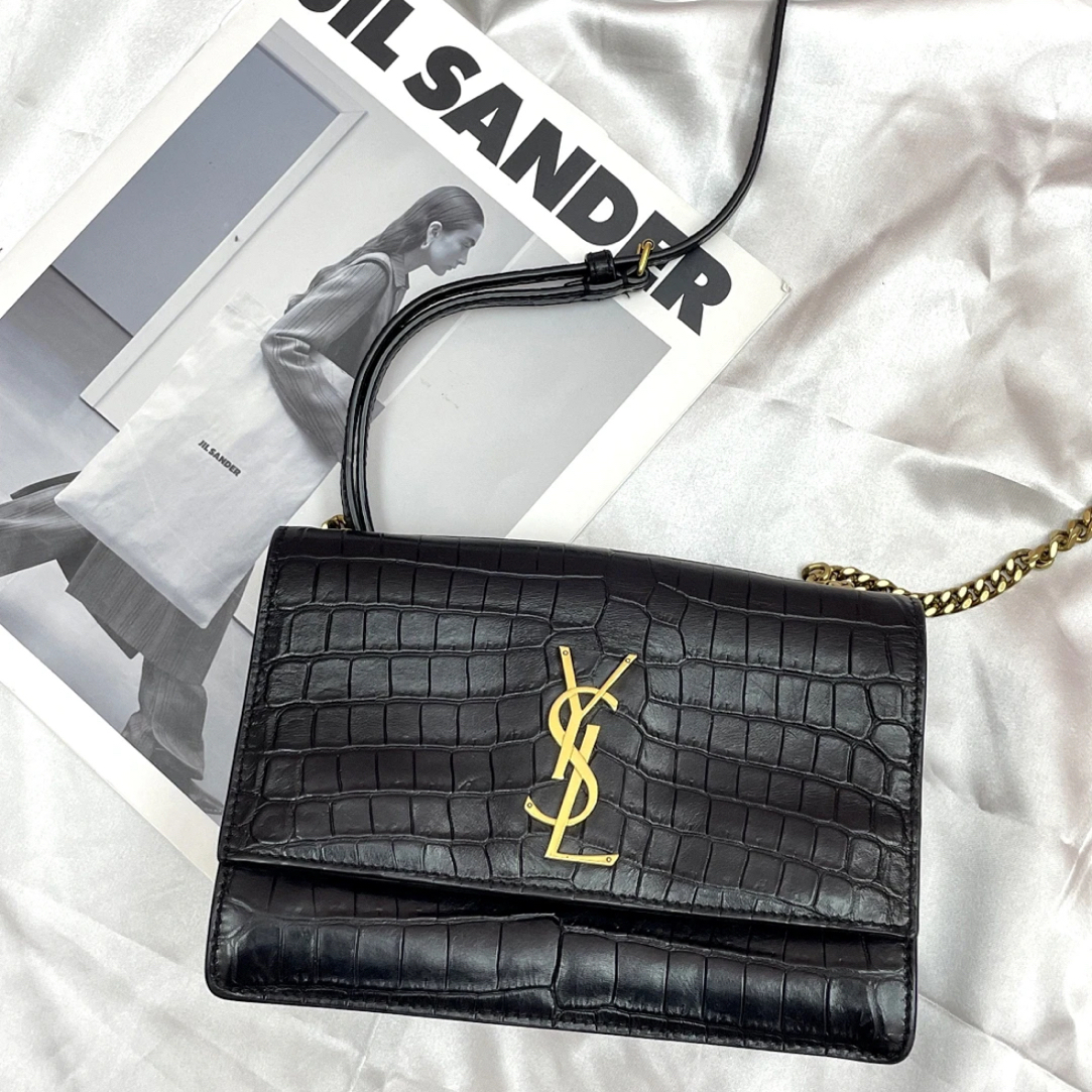 99新 YSL/圣罗兰 kate黑色牛皮单肩包 19.5*13*5//99314