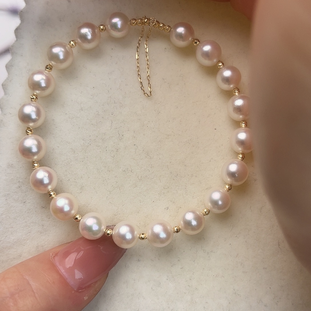 海水珍珠18K金镶嵌手镯