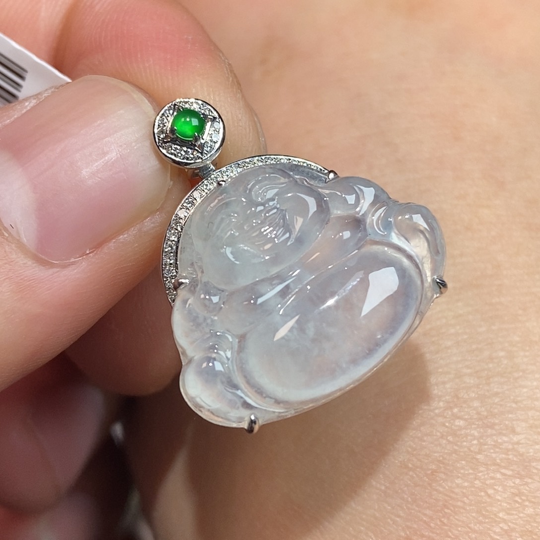 翡翠颈饰18K金镶嵌佛公