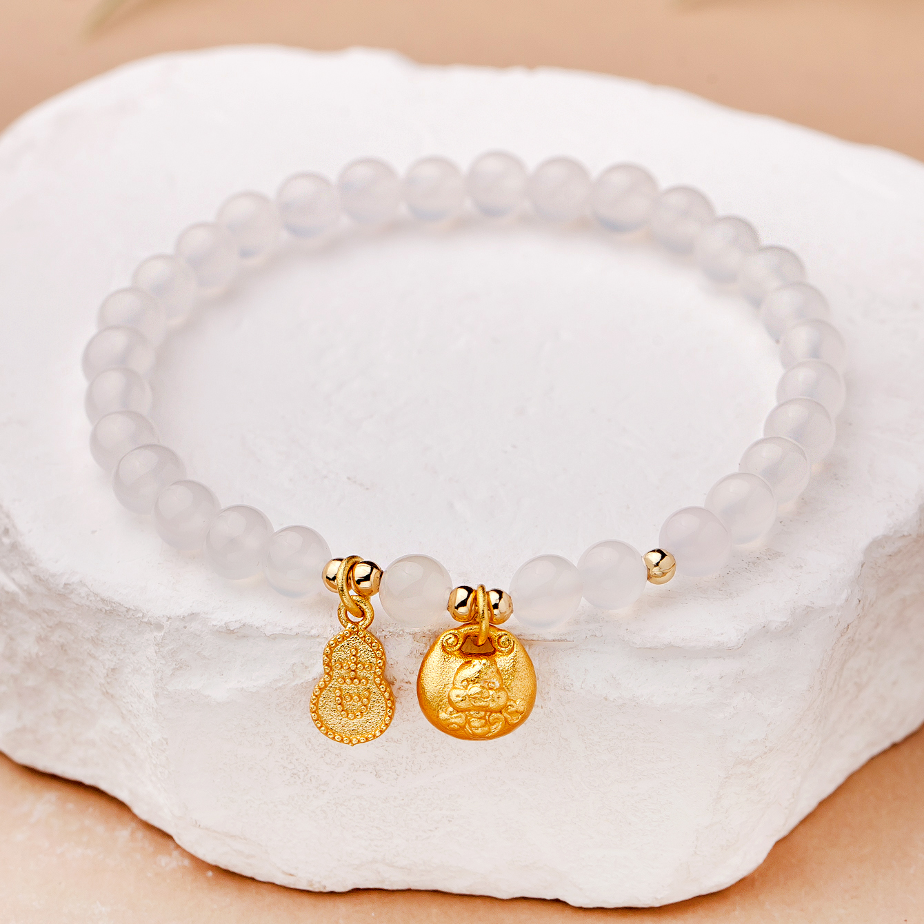 白玛瑙手串单圈6MM多样性发-052