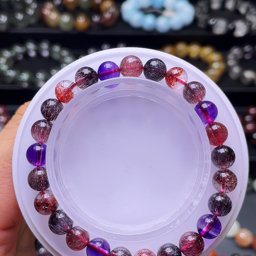 未镶嵌水晶手链毕业级黑加仑ss