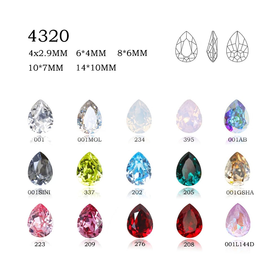 花式石 4320水滴 多尺寸 奥钻美甲钻尖底水晶华子超闪穿戴安娜爱