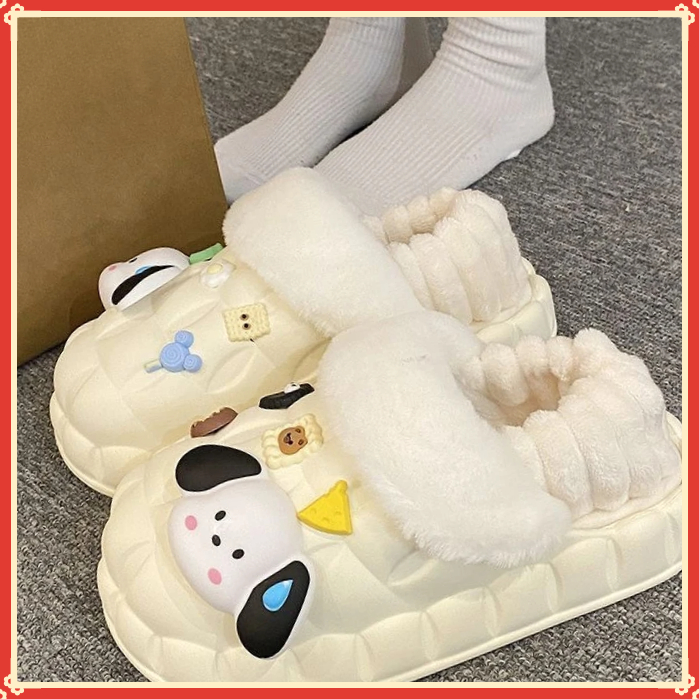 可爱棉拖鞋女士冬季外穿防滑2025新款加绒保暖室内居家包跟棉鞋H