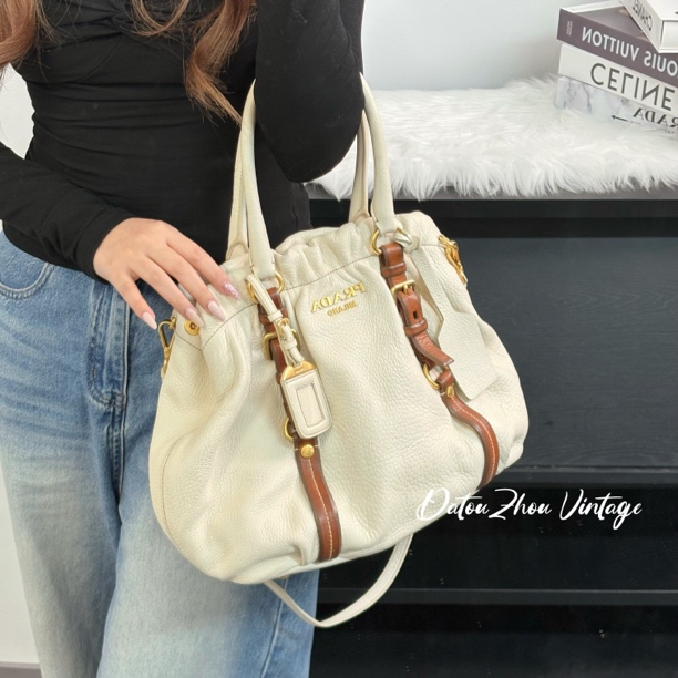 95新 Prada/普拉达 拼色手提托特斜挎包cy