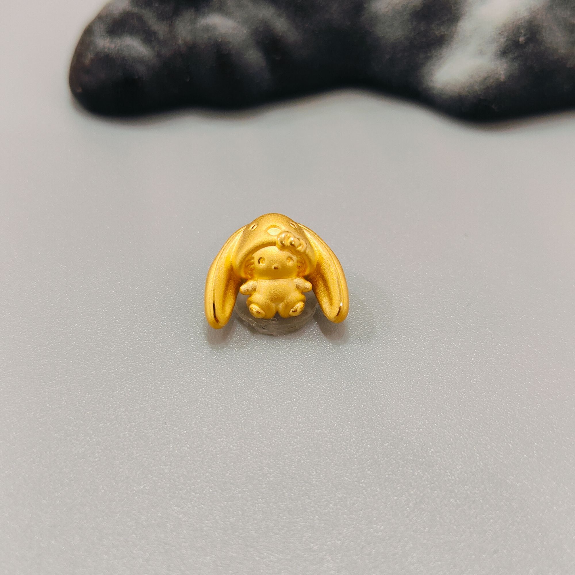 【珺铺黄金】足金999垂耳兔kitty3D硬金转运珠饰品