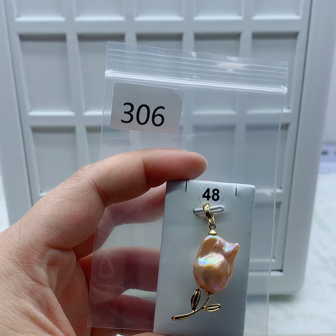 合金吊坠(不含链)淡水珍珠