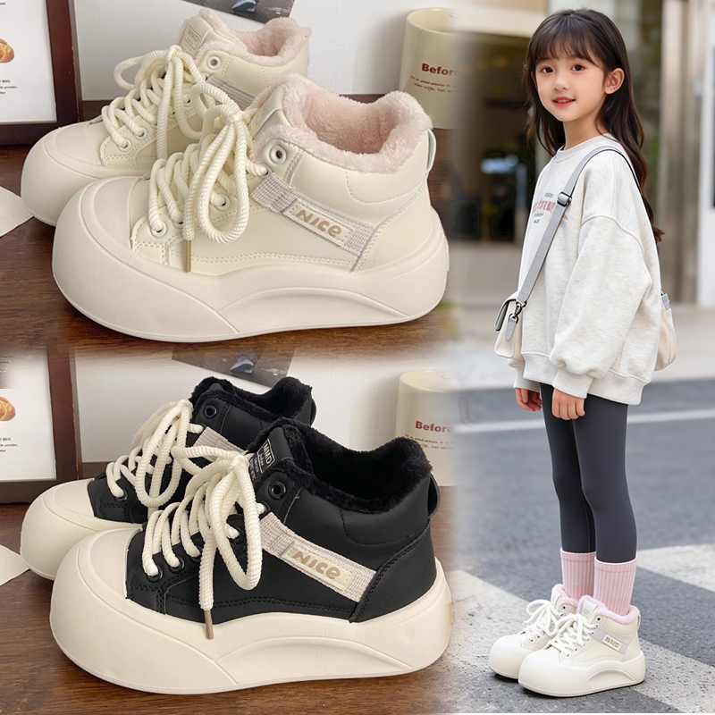 儿童运动鞋2025新款休闲秋冬季运动秋冬季加绒保暖棉鞋女孩小白鞋