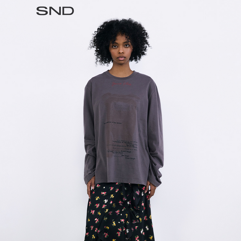 【VVNK JANE PLUS 设计师品牌】SND PF25 印花复古长袖T恤女款