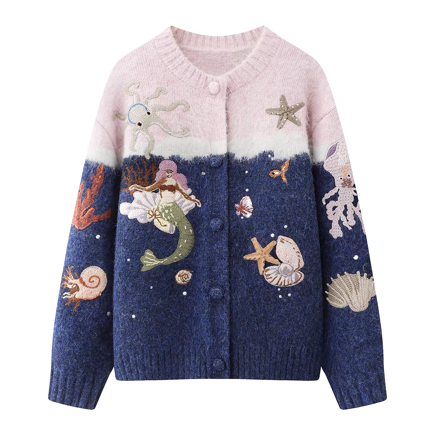 新【D367】2025冬季新款海底场景毛开衫