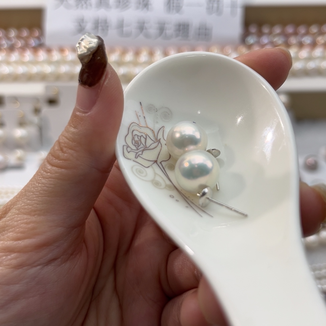 淡水珍珠耳饰银S925镶嵌