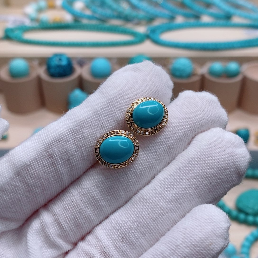 绿松石珠宝奇石18K金镶嵌