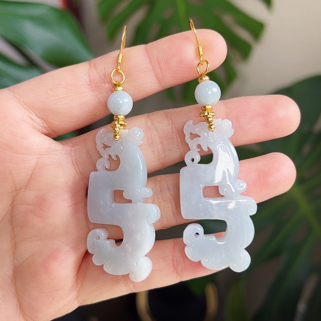 【闪购商品】翡翠耳饰未镶嵌 龙耳环
