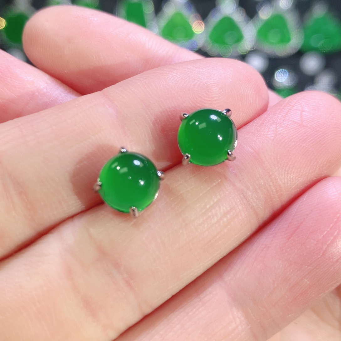 玛瑙/玉髓银S925镶嵌耳钉