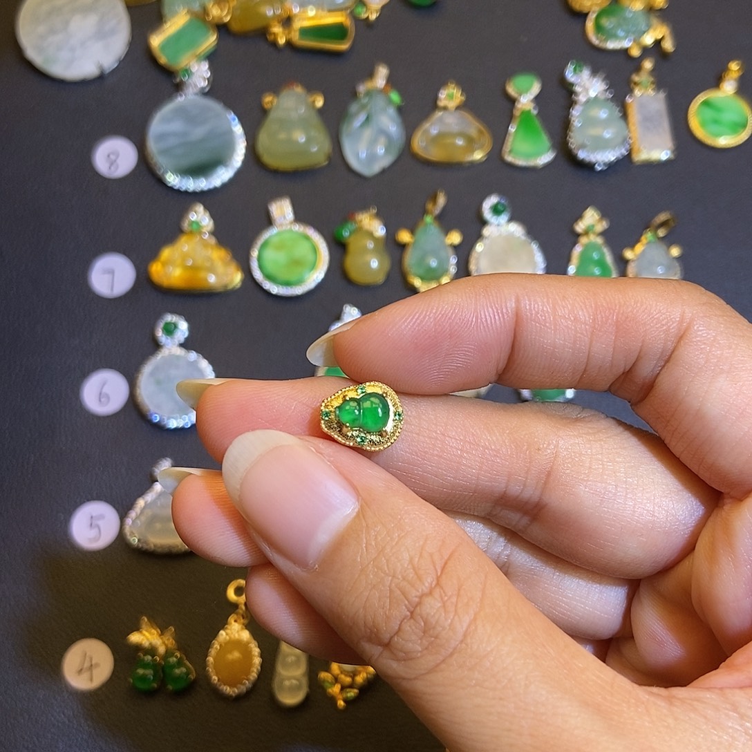 翡翠银S925镶嵌吊坠(不含链)