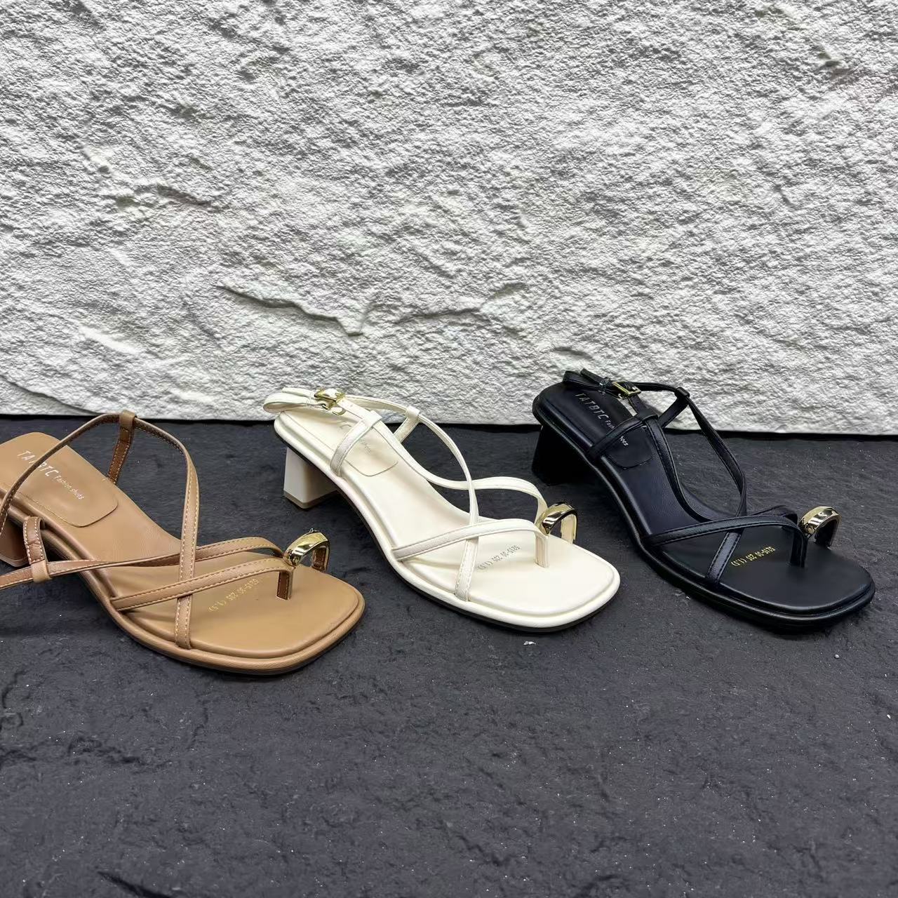 秋冬新品气质高跟鞋舒适粗跟时尚夹趾凉鞋女X 检 5215-30