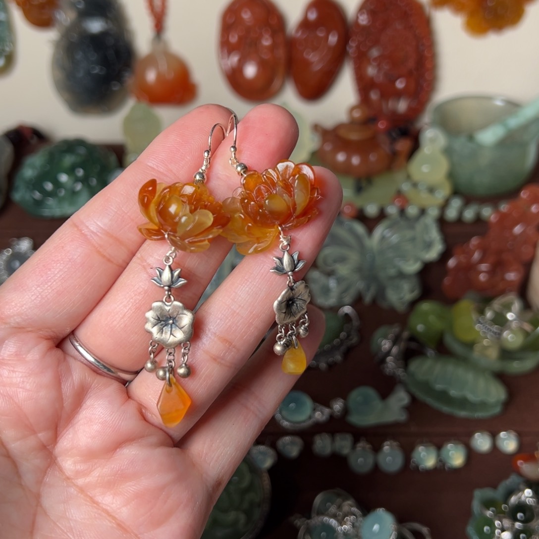 蛇纹石玉耳坠未镶嵌