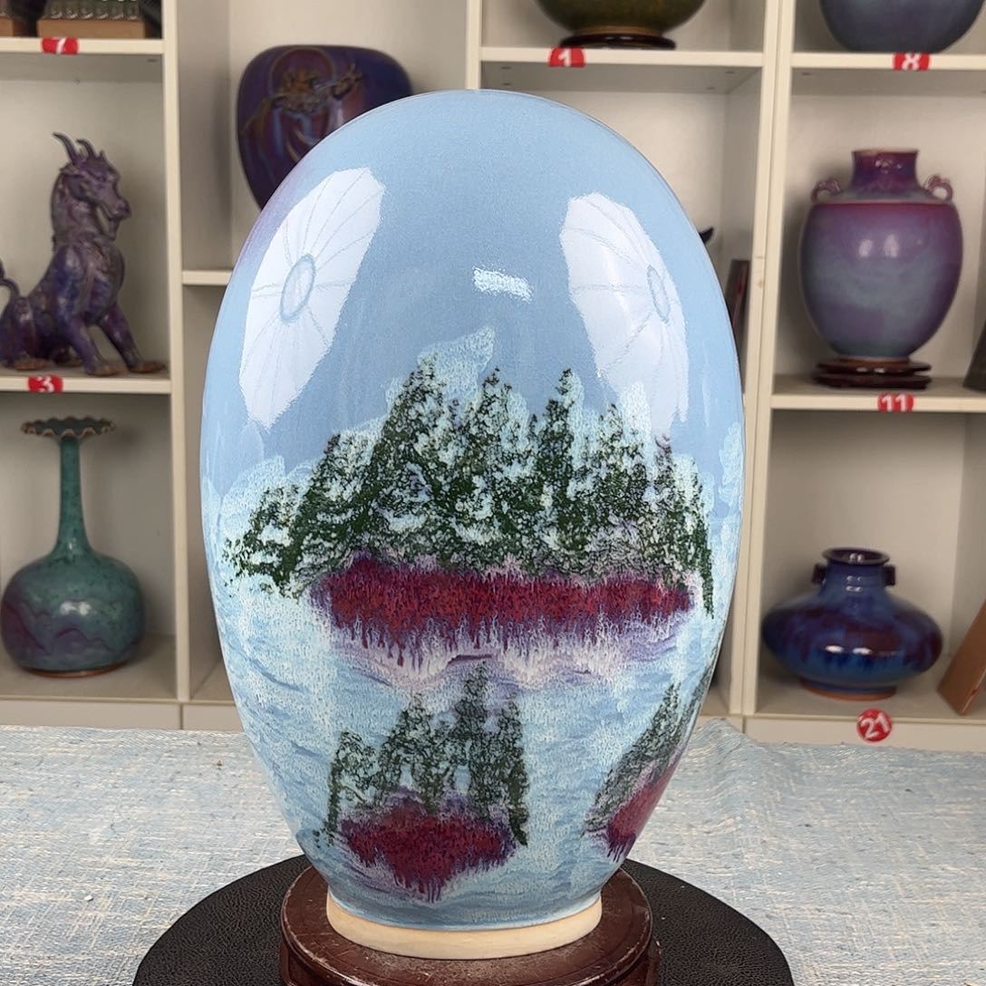 瓷片来福石山水画珍品收藏