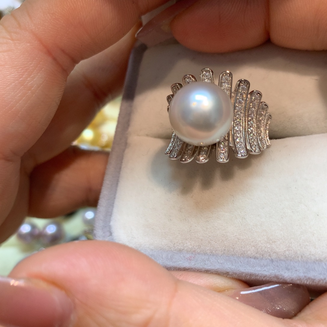 海水珍珠戒指银S925镶嵌