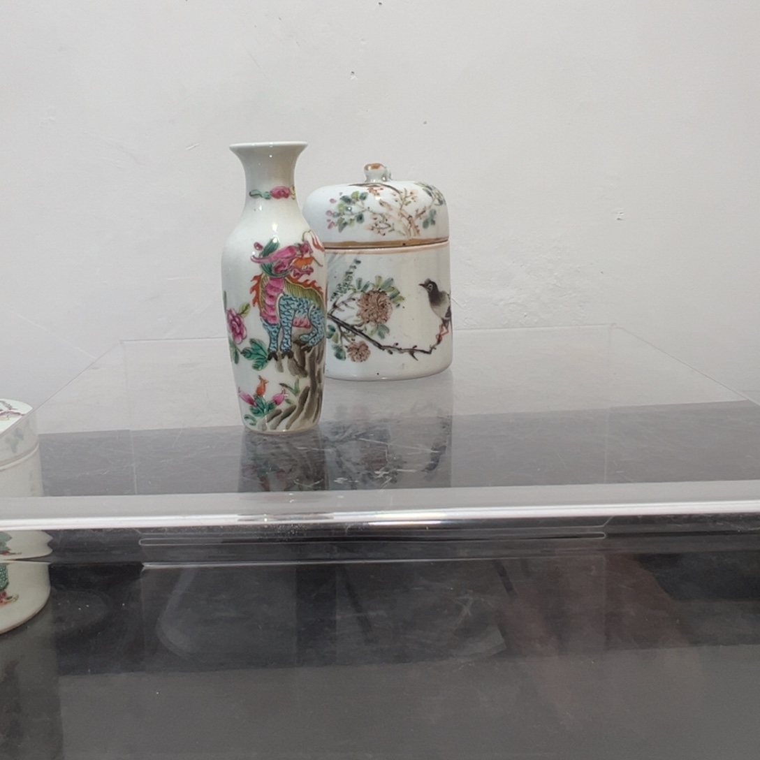 粉彩花鸟温酒器一个