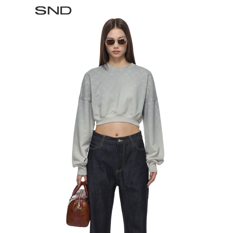 SND【MARINE SERRE 设计师品牌】SND SS25 褪色短款卫衣