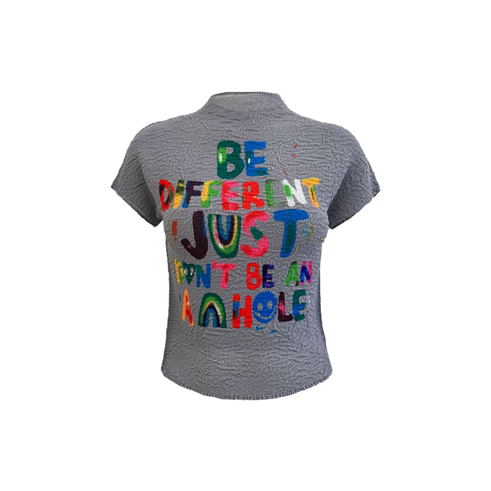 《王雪糕专属》8001卡通印花无针孔褶皱上衣