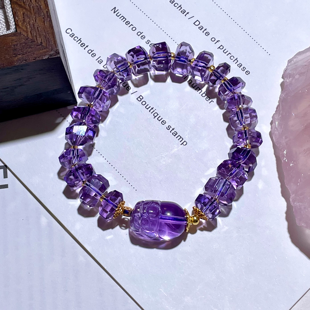 「紫富」天然全净体紫水晶手链女士轻奢紫水晶貔貅手串