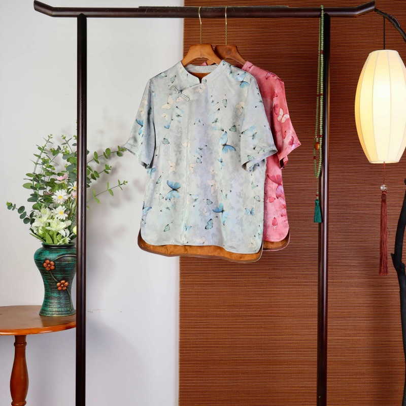 9596春夏香云纱上衣女夏季桑蚕丝衬衫小衫宽松短袖新中式国风
