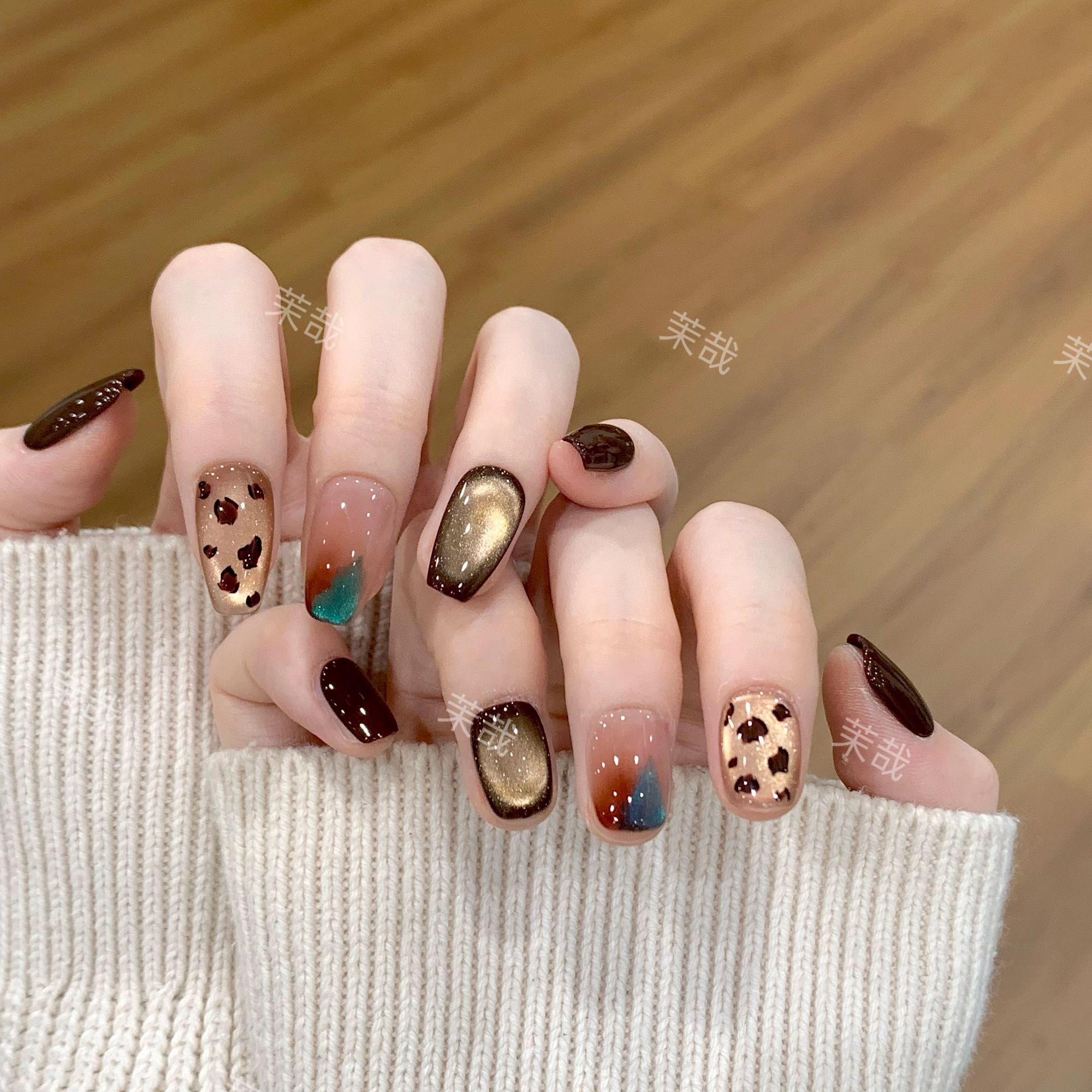 茉哉III【松绿琥珀】纯手工定制拆卸穿戴甲A4548