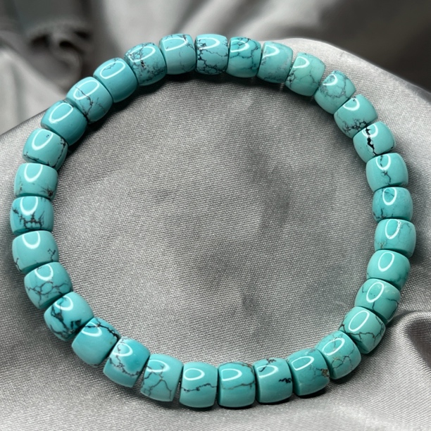 绿松水草纹直切手串，直径7mm重16.55克