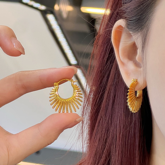 5D足金999太阳花耳扣