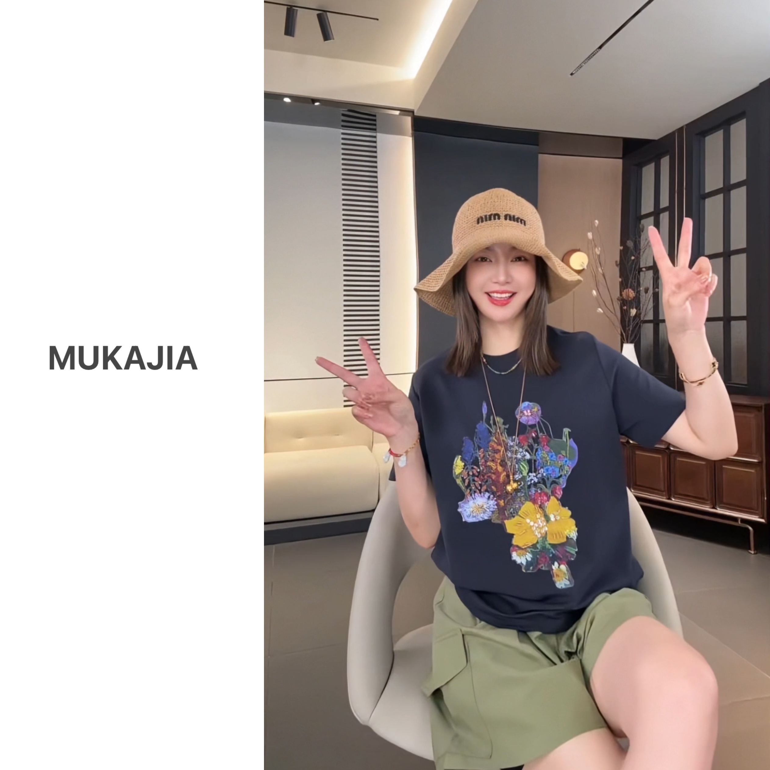 木卡家【重工镶钻短袖】定制款韩系风夏季新款重工镶钻印花圆领T恤2