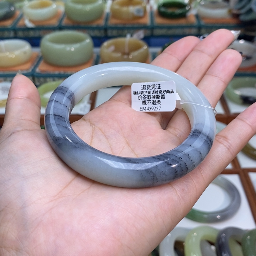 和田玉未镶嵌手镯和田玉籽青花5758