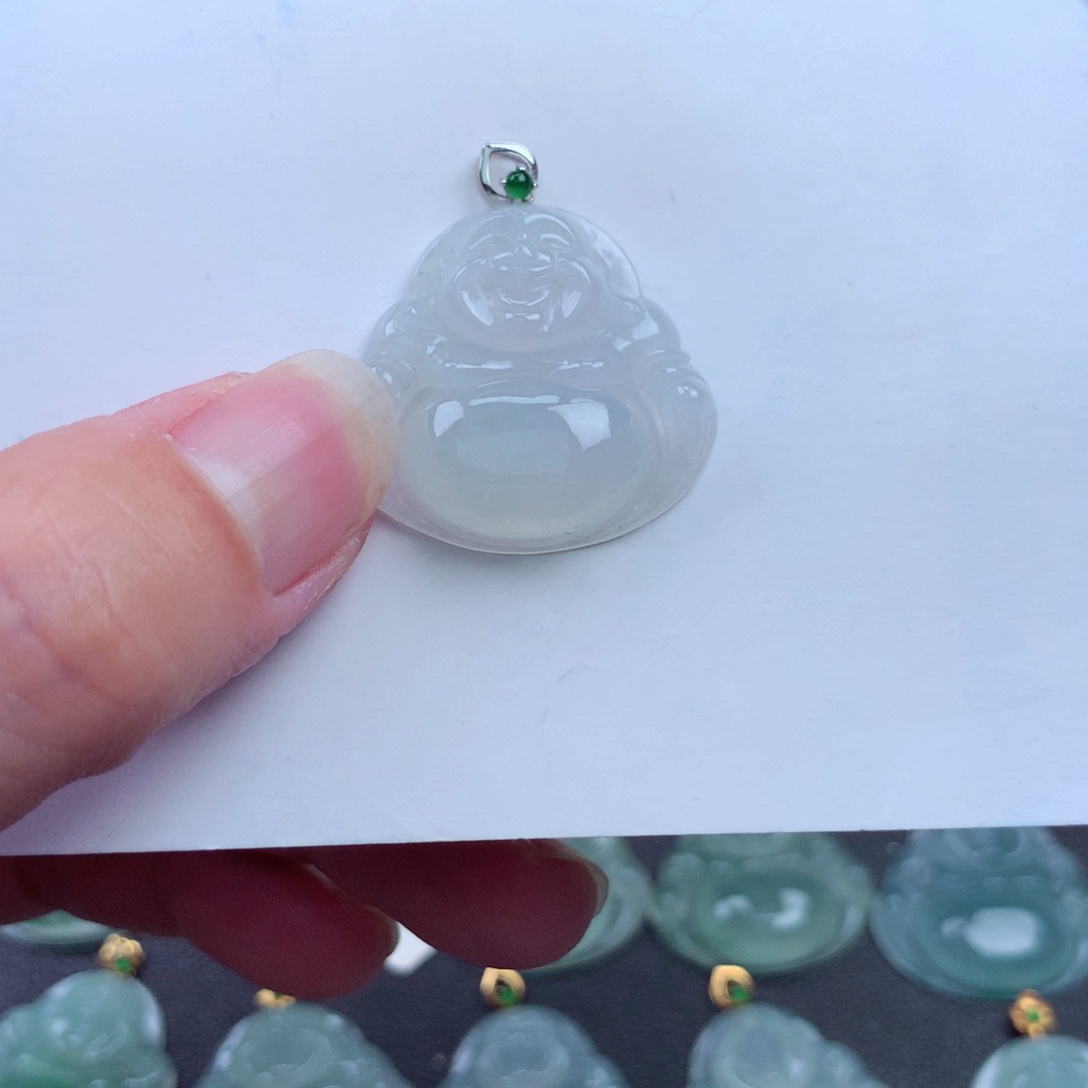 翡翠吊坠(不含链)18K金镶嵌