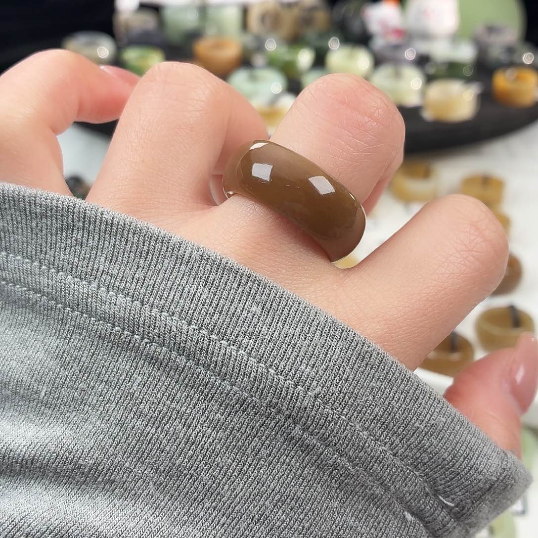 和田玉未镶嵌戒指S96红糖轮胎18.0