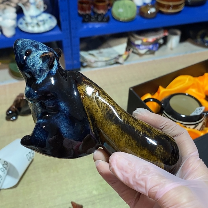 A***G瓷片窑变小老鼠摆件