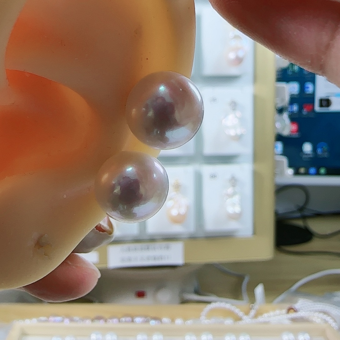 淡水珍珠耳钉银S925镶嵌