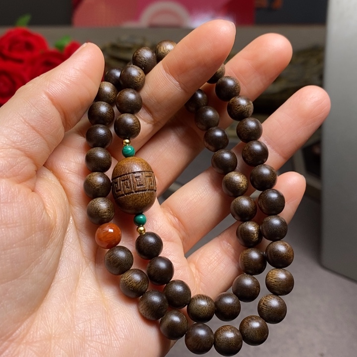 沉香手串越南芽庄紫棋0.8设计➕富森红土沉香木雕设计
