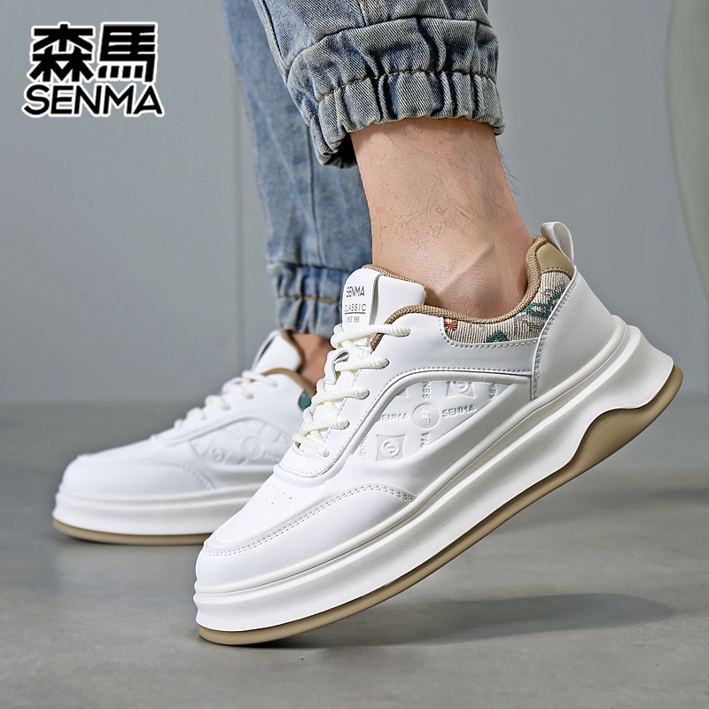 SENMA/森马2025年流行款男鞋干净感痞帅男鞋男士开车专用鞋小白鞋