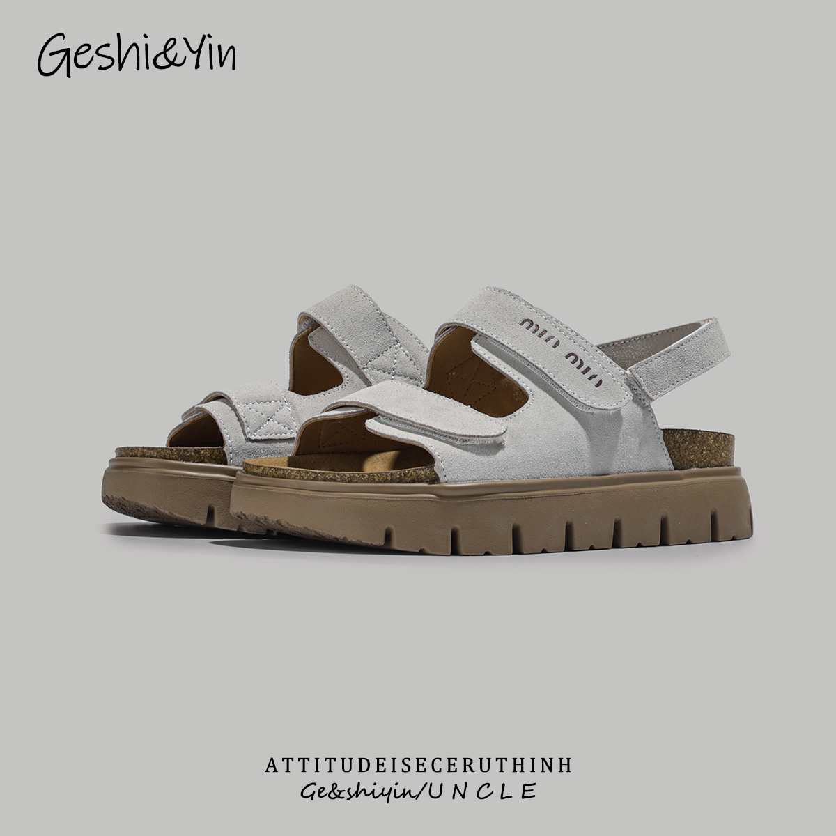 歌诗茵厚底凉鞋女2025年新款夏季网红魔术贴沙滩鞋时尚百搭罗马鞋