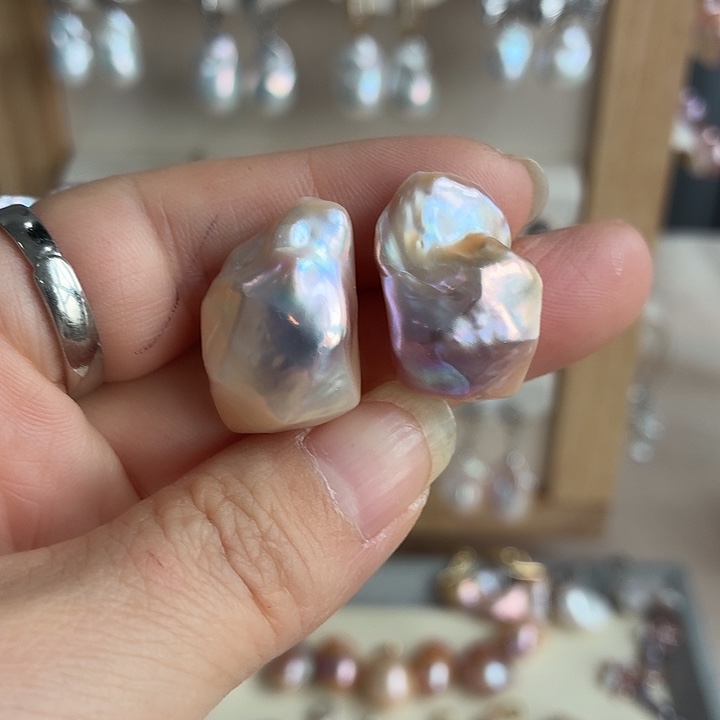 银S925镶嵌耳饰淡水珍珠