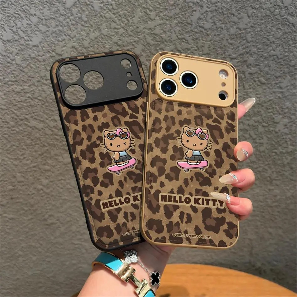 豹纹滑板凯蒂适用苹果17air手机壳软iPhone16/15promax卡通华为