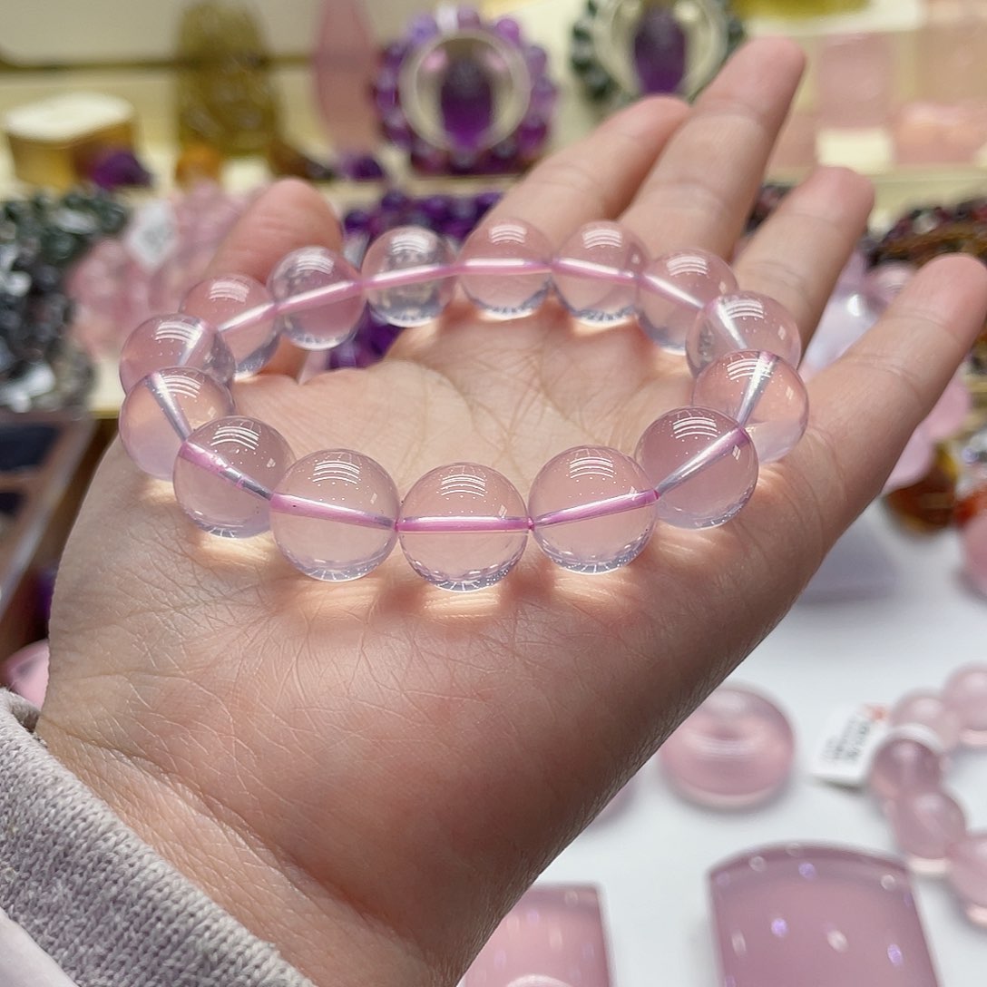 芙蓉石手链未镶嵌粉水晶