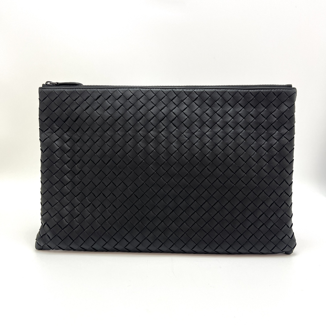95新 BOTTEGA VENETA/葆蝶家 黑色经典编织手拿包01004二手